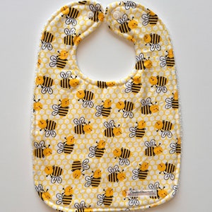 Bumble Bee Baby Bib, Cotton Terry Cloth Bib, Honeycomb Baby Shower Gift, Gender Neutral Unisex Bib, Yellow & Black, Feeding Bib
