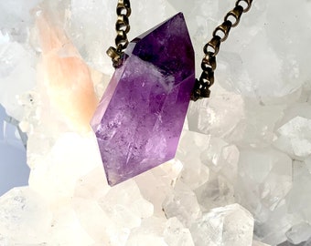 Double-Terminated Amethyst Talisman on Chain