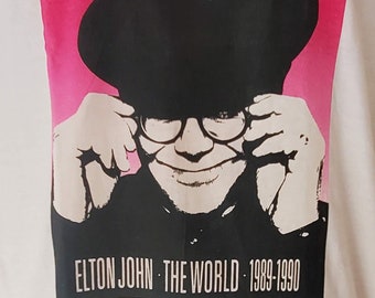 ELTON JOHN Vintage MINT *The World 1989-1990*  Deadstock Large Authentic