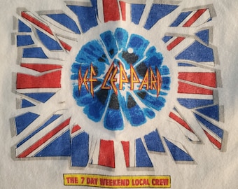 DEF LEPPARD Vintage Backstage crew shirt * 7 Day Weekend Local Crew Tour Shirt 1993*