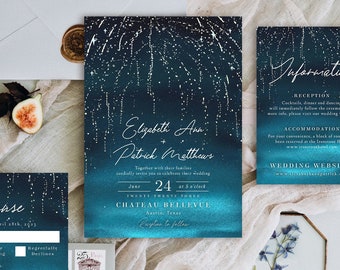 Golden Sparks Wedding Invitation Suite, Fireworks, Fairytale Wedding, Under the Stars, Printable, Editable Template, Instant Download!