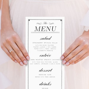 Vintage Wedding Menu, Elegant/Classy, Printable, Editable Template, Instant Download!