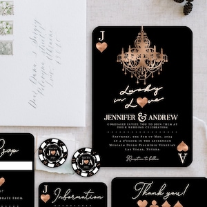 Fun Las Vegas Themed Wedding Invitation Suite, "Lucky in Love", Playing Cards, Editable Template, Instant Download! (Printable)