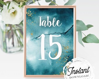 Editable Table Numbers Template, Watercolor, Printable, Instant Download!