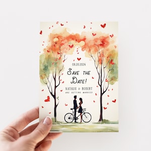 Love Hearts Vintage Save the Date Card or Wedding Invitation, VALENTINE&#39;S DAY or Other Events! Editable Template, Printable,Instant Download