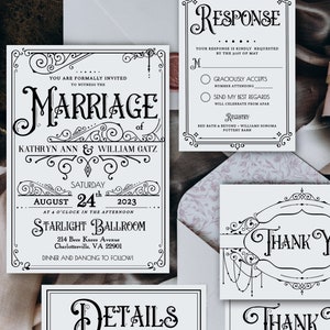 Vintage Wedding Invitation Suite, Printable, Editable Template, Instant Download!