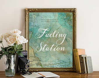 Printable "Fueling Station" Wedding Sign, Travel Theme Decor, Instant Download!