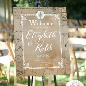 Vintage Travel Wedding Welcome Sign, Editable Template, Printable, Instant Download image 2