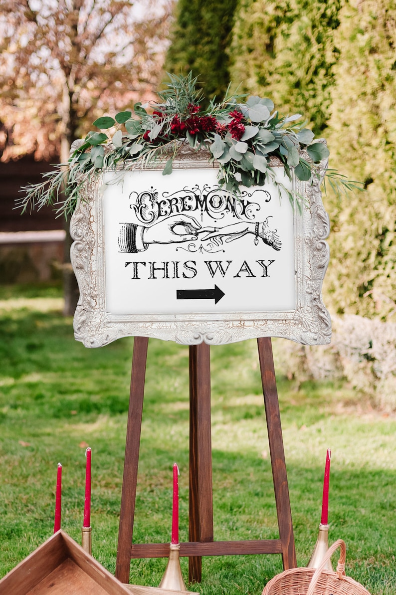 Vintage Wedding Ceremony Sign with Arrow Ceremony This Etsy