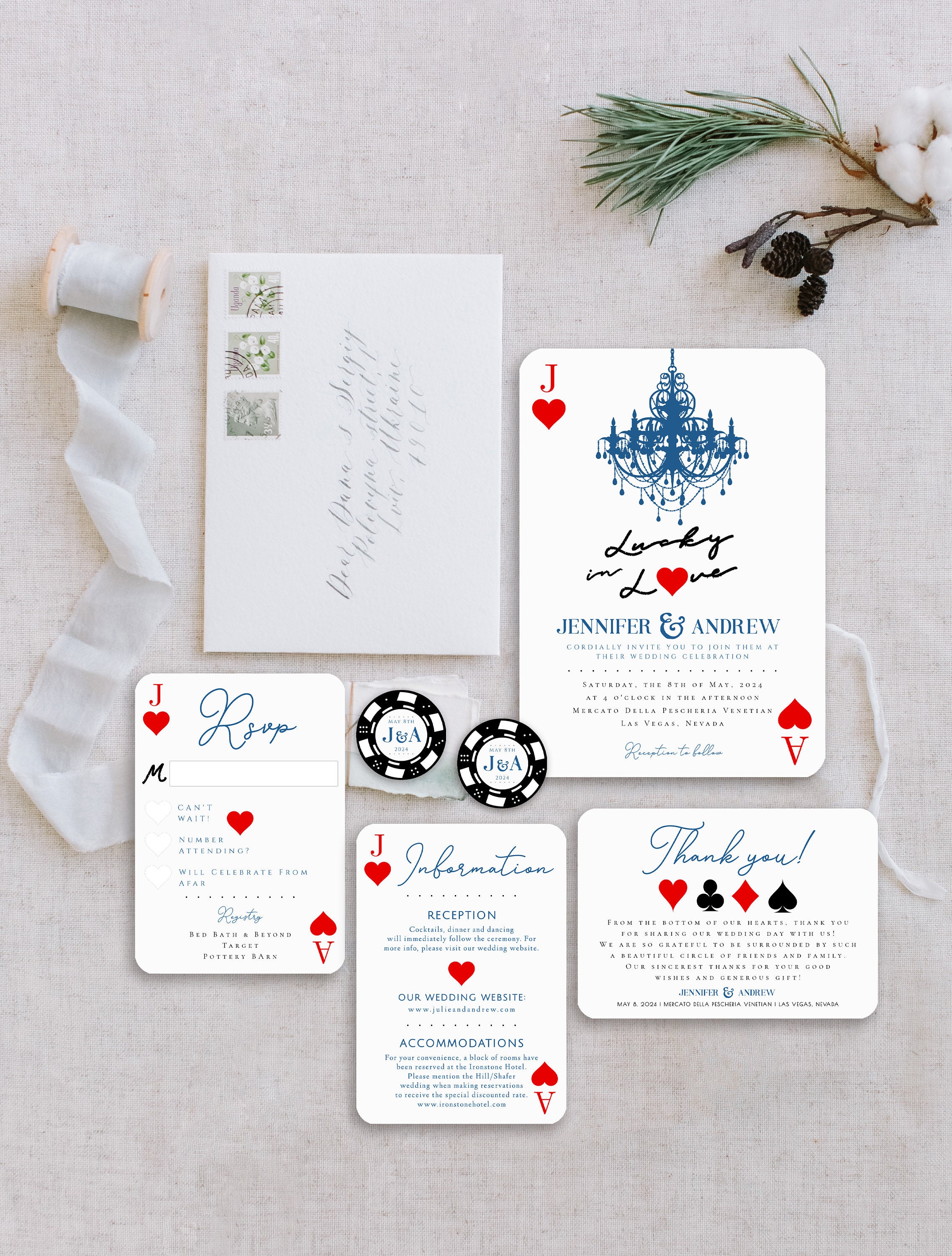 Fun Las Vegas Themed Wedding Invitation Suite lucky in | Etsy