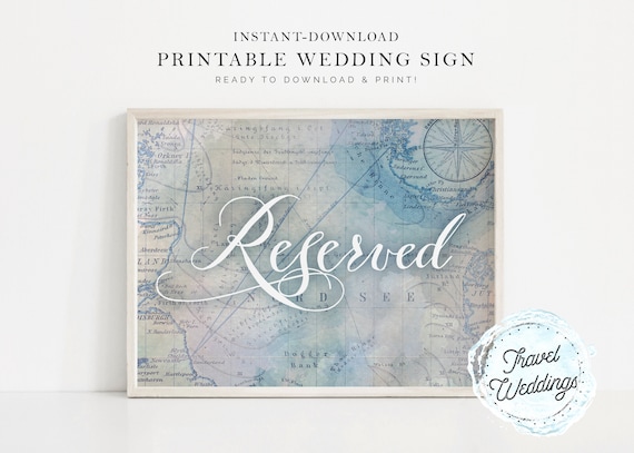 Printable reserved Wedding Sign Party Sign Map | Etsy