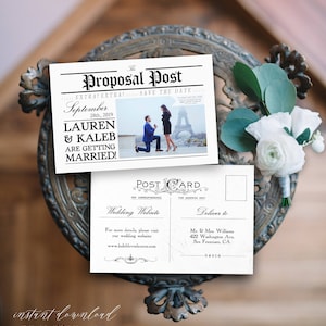 Newspaper Style Save-the-Date! Postcard, Editable Template, 4x6 inches, Double-Sided, Printable, Instant Download!