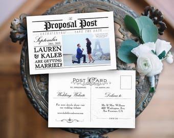 Save the Date Postcard, Vintage, Romantic, Editable, Printable Template ...