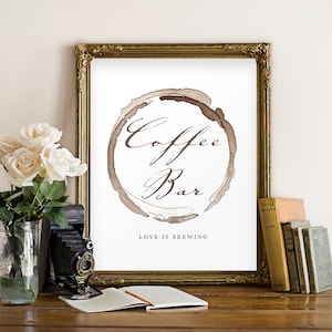 Wedding &quot;Coffee Bar&quot; Sign, &quot;Love is Brewing&quot;. (Printable)