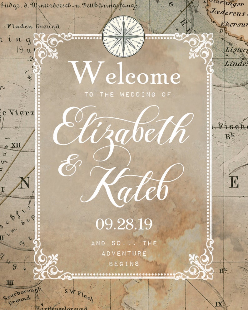 Vintage Travel Wedding Welcome Sign, Editable Template, Printable, Instant Download image 3