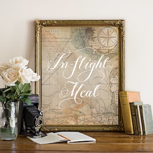 Printable &quot;In-Flight Meal&quot; Wedding Sign, Travel-Themed Wedding Decor, Instant Download!