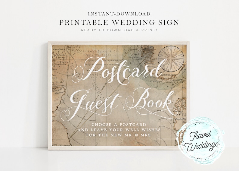 Printable postcard Guest Book Guestbook Wedding Etsy