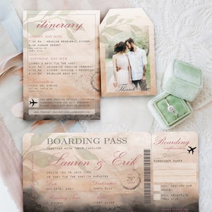 Boarding Pass Collection! DIY Printable Wedding Invitation Suite, Editable Template, Destination Weddings, Vintage Travel Theme