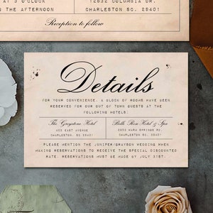 Telegram! Wedding Invitation Suite (Printable), Telegram Invitation, Post Card RSVP, Luggage Tag Thank You, Details Card *Editable Template* bild 3