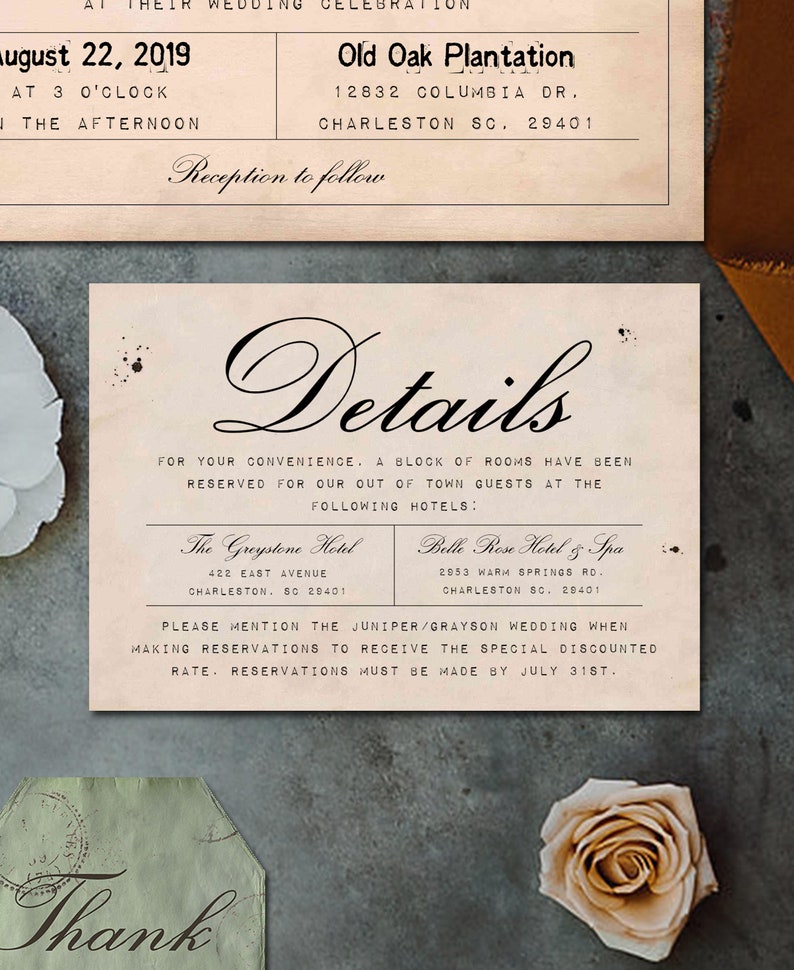 Telegram! Wedding Invitation Suite (Printable), Telegram Invitation, Post Card RSVP, Luggage Tag Thank You, Details Card *Editable Template* bild 3