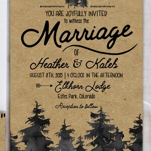 Rustic Forest Wedding Invitation Suite, Rustic, Pine Trees, Nature Wedding, Printable, Editable Template, Instant Download image 2