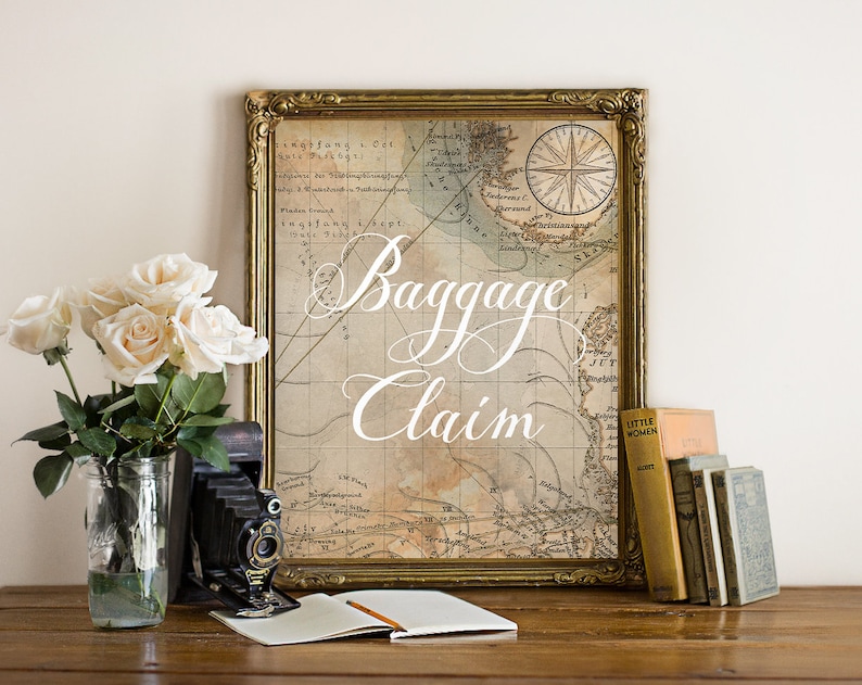Vintage Travel Themed Wedding Decor Instant Download Printable Baggage Claim Wedding Sign Home Decor Home Living Delage Com Br