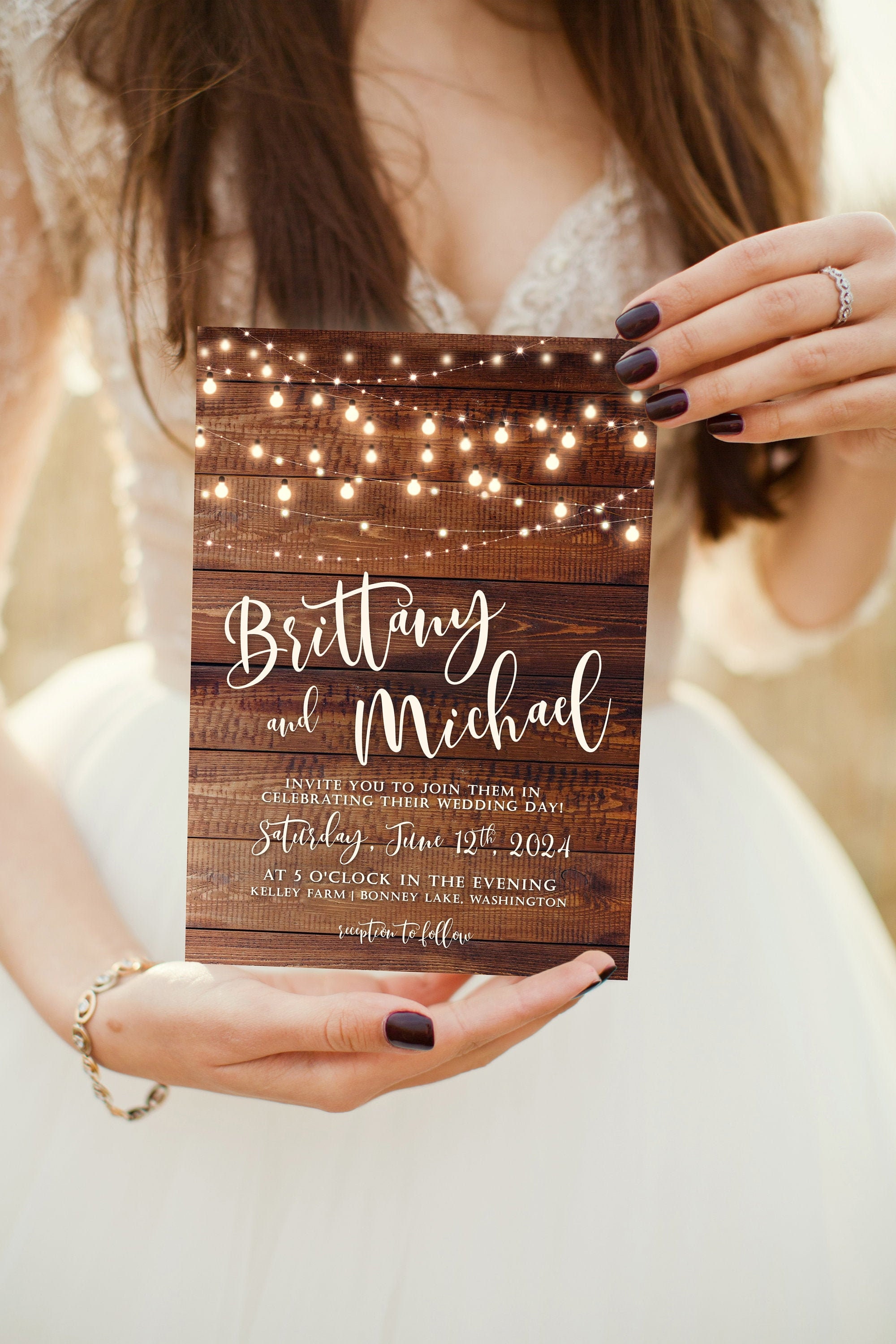 Premium Photo  Wedding ring invitation wood background