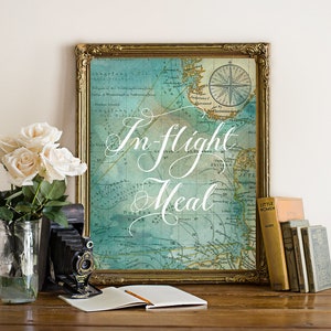Printable &quot;In-Flight Meal&quot; Wedding Sign, Party Sign, Home Decor, Map Travel Theme, Instant-Download!