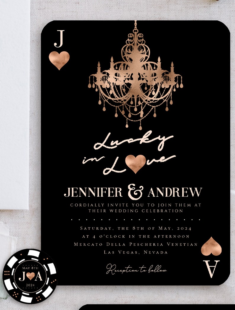 Fun Las Vegas Themed Wedding Invitation Suite Lucky in Etsy