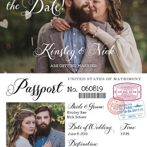 Vintage Passport-Style Save the Date OR Wedding Invitation, Editable, Printable Template, Customize for any event image 4