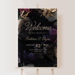 Wedding Welcome Sign - Moody Botanical Collection, Horizontal, Welcome Poster, Editable Template, Printable