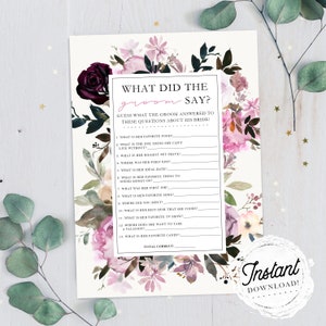 Bridal Shower Game &quot;What Did the Groom Say?&quot;, Green Map Travel Theme, Printable Wedding Shower Game, Instant Download!