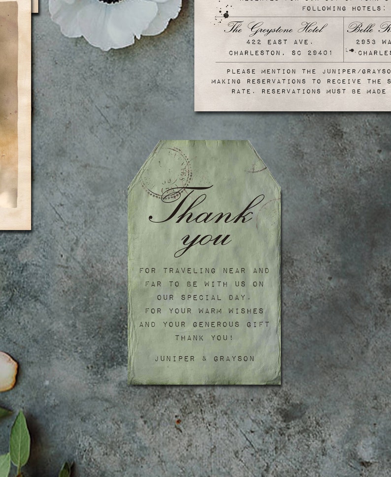 Telegram! Wedding Invitation Suite (Printable), Telegram Invitation, Post Card RSVP, Luggage Tag Thank You, Details Card *Editable Template* bild 5