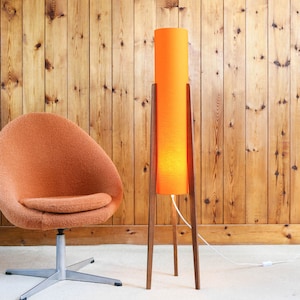 Orange Rocket Floor Lamp - Teak Legs