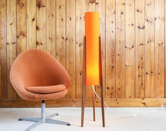 Orange Rocket Floor Lamp - Teak Legs