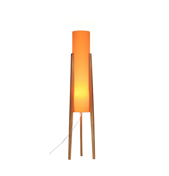 Orange Rocket Floor Lamp Teak Legs Etsy Australia
