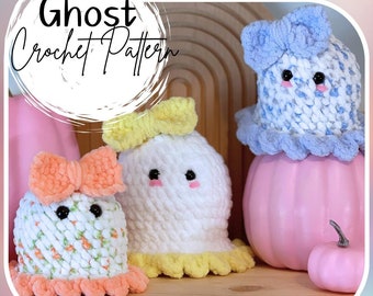 Virkmönster för spökamigurumi, Halloweendekoration (PDF-mönster)