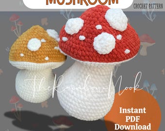Padrão de crochê Amigurumi de Cogumelo Robusto: Pelúcia de Comida (Termos Americanos) (Download instantâneo em PDF)