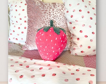 GIANT CROCHET STRAWBERRY pattern, Crochet amigurumi strawberry, big crochet strawberry, crochet pillow, cute crochet pillow,  crochet decor