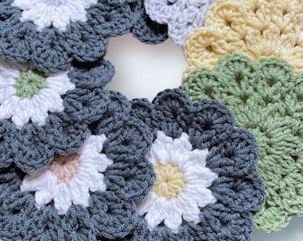 Patrón de posavasos de crochet floral, diseño de flores (patrón PDF)