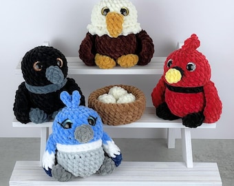 Crochet Bird Pattern, Amigurumi Plushie Bundle (PDF Pattern)