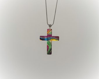 Rainbow Cross Necklace