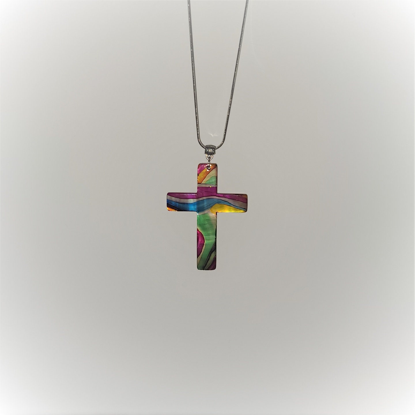 Rainbow cross necklace deals