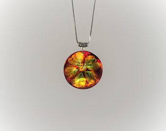 Orange Flower Round Necklace