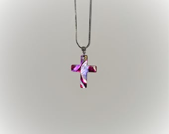 Abstract Pink Cross Necklace