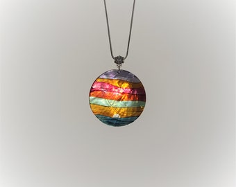 Rainbow Sunset Round Necklace