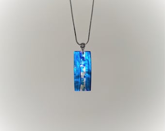 Blue Vertical Rectangle Necklace