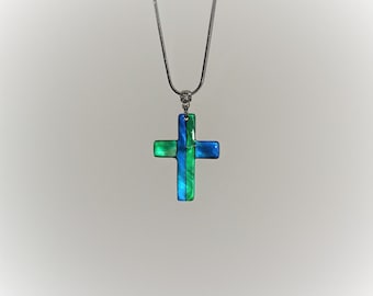 Blue/Green Cross Necklace