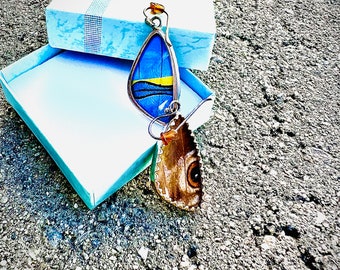 ¡Tentadores pendientes de mariposa real de color verde azulado! ¡Doble cara revestida en plata de ley brillante!