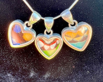 Trío de corazones Colgantes de ala de mariposa real, ¡el mejor regalo de todos los tiempos! Plata de ley hecha a mano delicada y elegante.